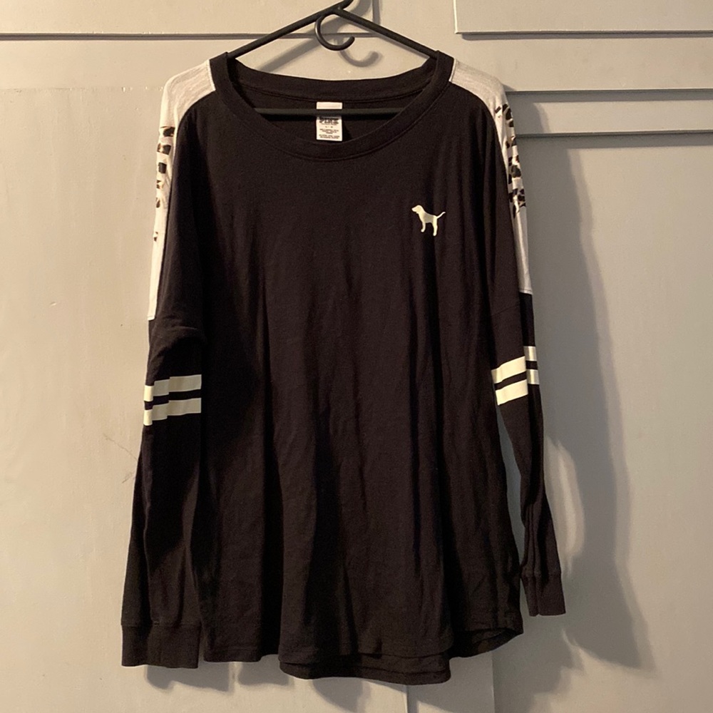 Woman’s Pink-Victoria Secret long sleeve black shirt. Size Large